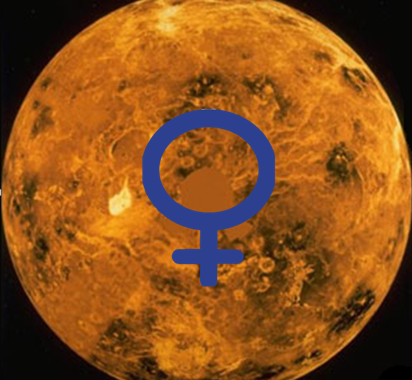 Mondphasen im Venus-Jahr Planet Venus mit Venus-Symbol