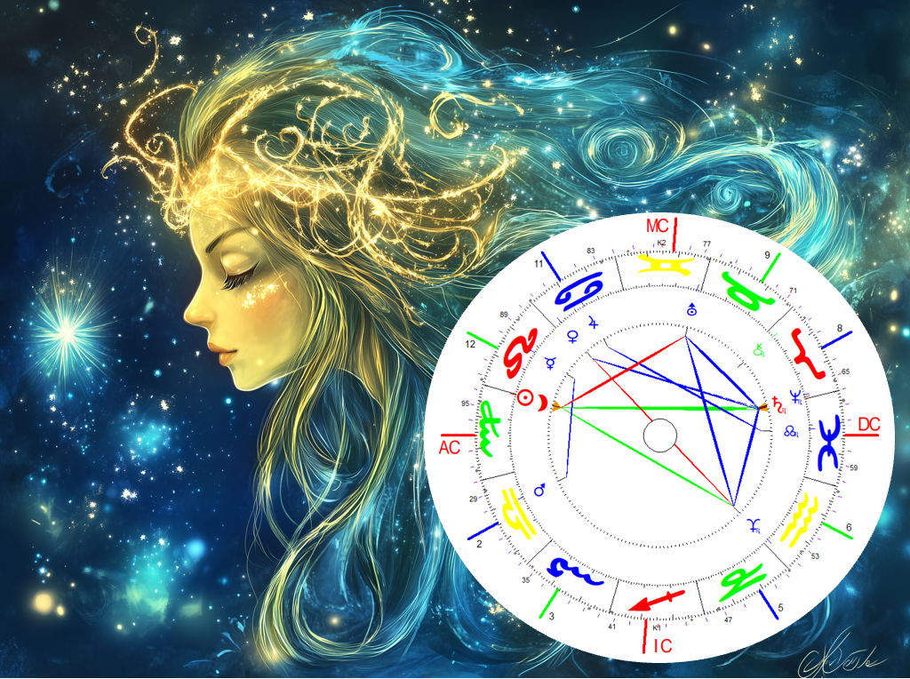 Jungfrau Neumond 2025 Bild mit Radix