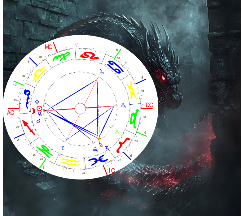 Skorpion Neumond 2025 Bild mit Radix