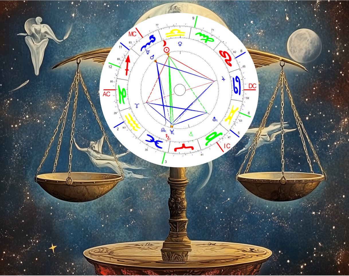 Waage Neumond 2025 Bild mit Radix